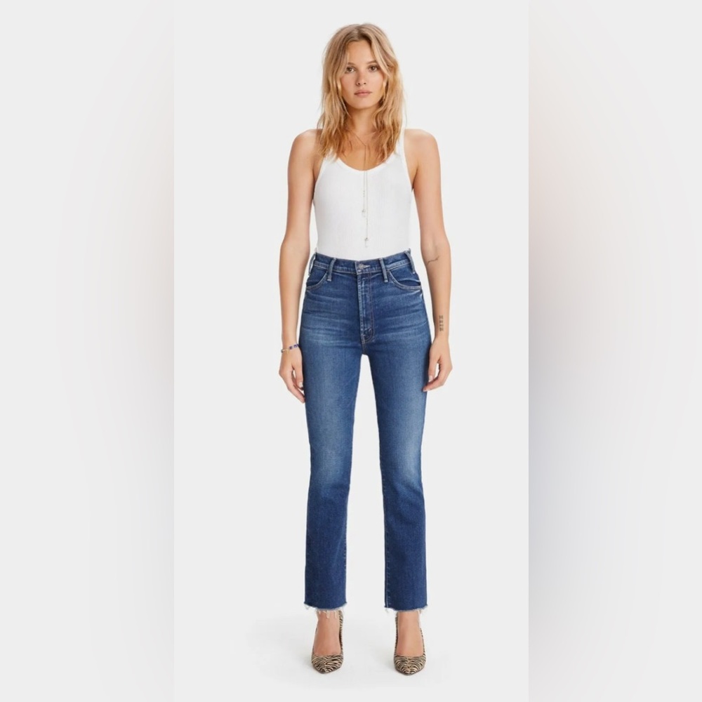 MOTHER the Hustler Ankle Fray Jeans in Night Clubbing Wash